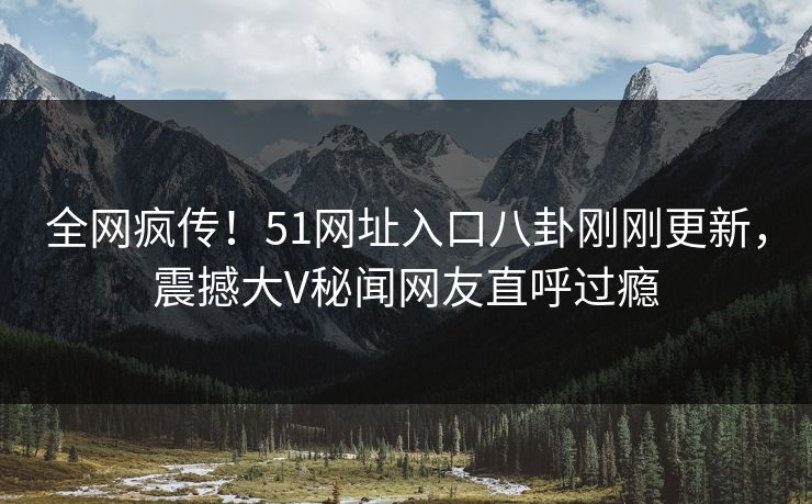全网疯传！51网址入口八卦刚刚更新，震撼大V秘闻网友直呼过瘾