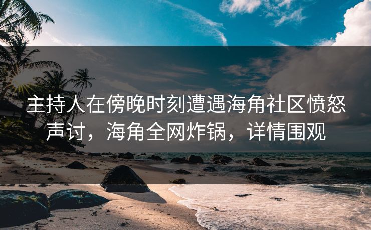 主持人在傍晚时刻遭遇海角社区愤怒声讨，海角全网炸锅，详情围观
