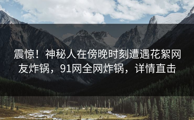 震惊！神秘人在傍晚时刻遭遇花絮网友炸锅，91网全网炸锅，详情直击
