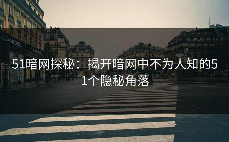 51暗网探秘：揭开暗网中不为人知的51个隐秘角落
