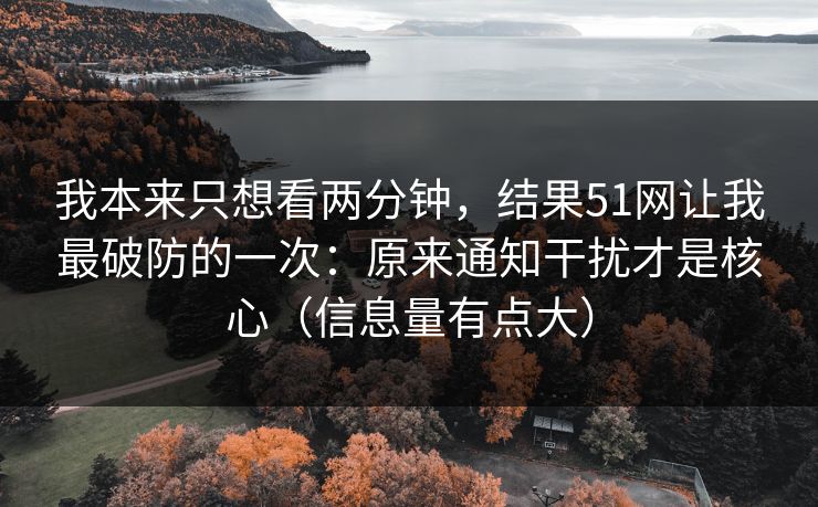 我本来只想看两分钟,结果51网让我最破防的一次:原来通知干扰才是核心(信息量有点大) 我本来只想看两分钟,结果51网让我最破防的一次:原来通知干扰才是核心(信息量有点大)