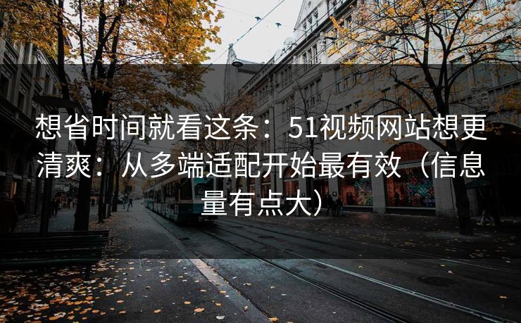 想省时间就看这条：51视频网站想更清爽：从多端适配开始最有效（信息量有点大）